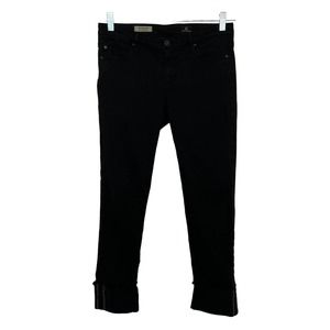 AG Adriano Goldschmied The Stevie Cuff Black Low Rise Stretchy Jeans - Size 28